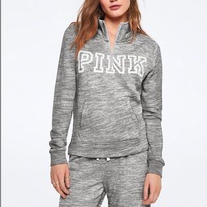 PINK VS lounge perfect quarter zip NIP L